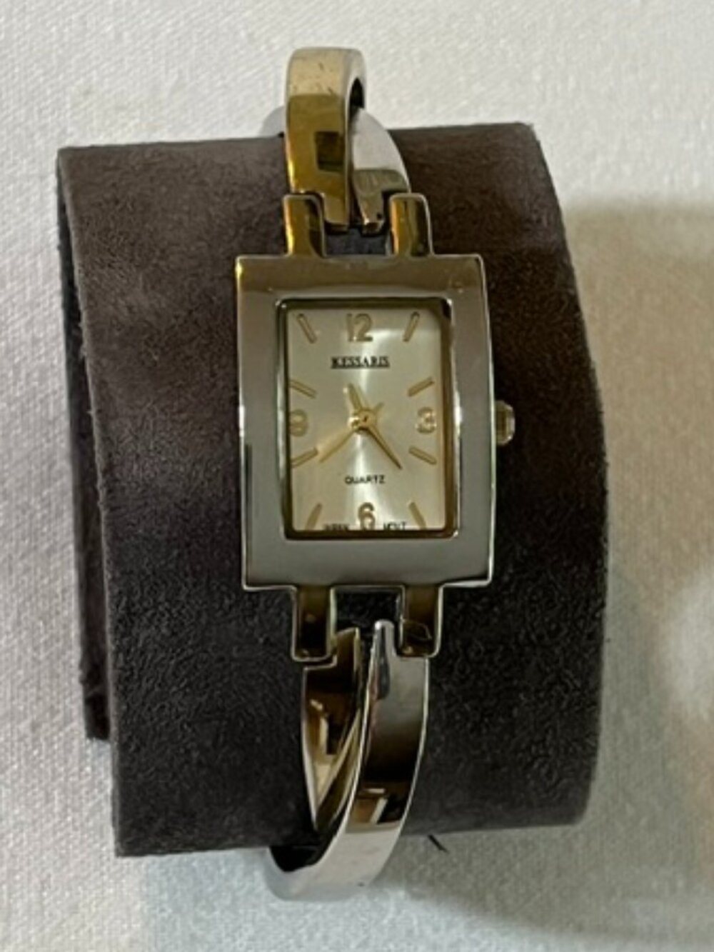 KESSARIS | Dual-tone Twisted Bangle And Link Bracelet Watch-NEW Battery-EUC